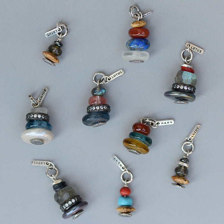Buddha Stones Zen Cairn Labradorite Various Crystals Calm Pendant Necklace - image 5