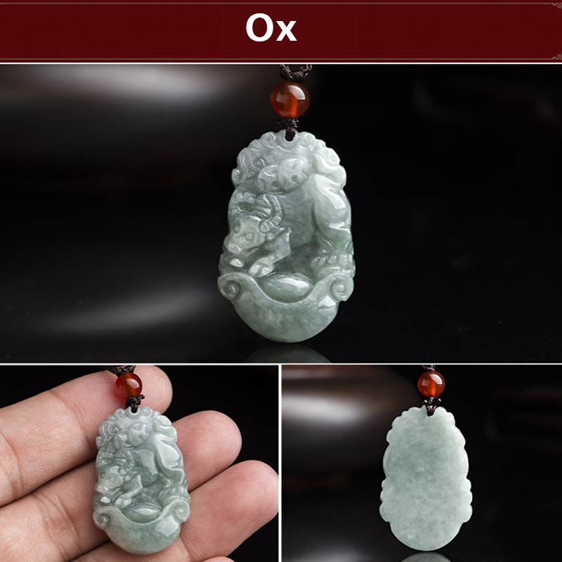 Natural Jade 12 Chinese Zodiac Sucess Pendant Necklace - image 8