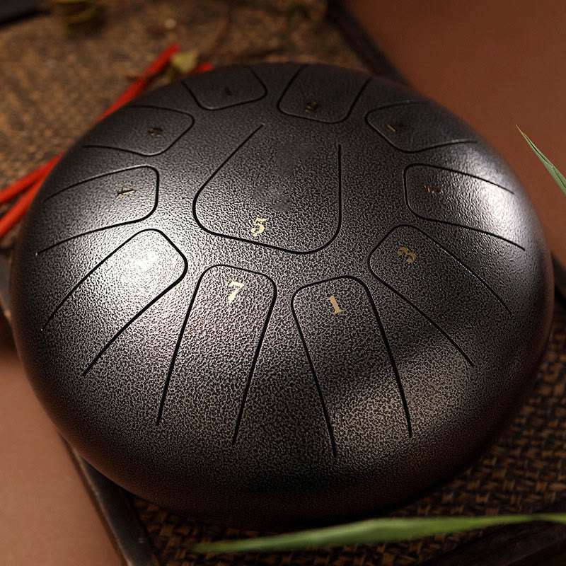 Buddha Stones Steel Tongue Drum Sound Healing Mindfulness Meditation Yoga Drum Kit 11 Note 8 Inch - DimGray - image 13