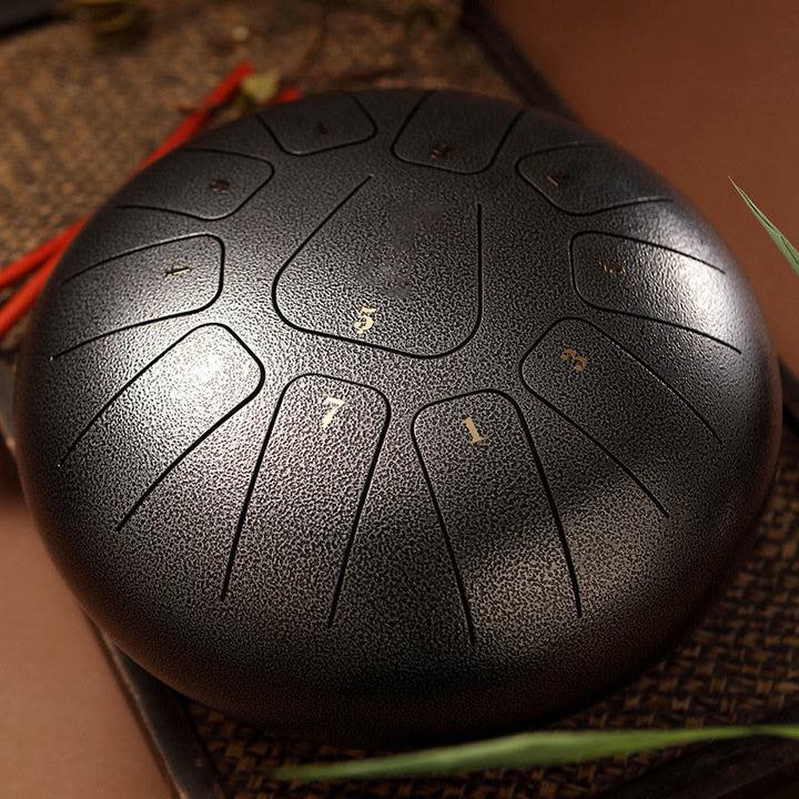 Buddha Stones Steel Tongue Drum Sound Healing Mindfulness Meditation Yoga Drum Kit 11 Note 8 Inch - DimGray - image 13