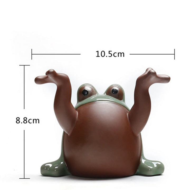 Buddha Stones FengShui Wealth Lucky Cute Frog Ceramic Tea Pet Figurine Decoration - image 4