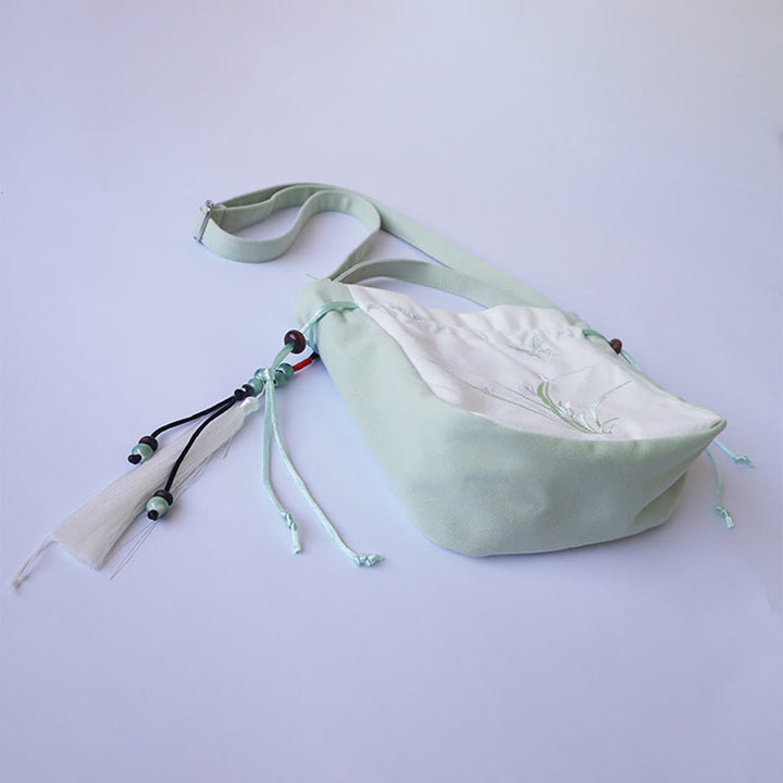 Buddha Stones Handmade Embroidered Flowers Canvas Tote Shoulder Bag Handbag - image 5