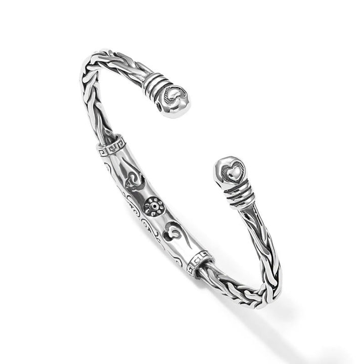 Buddha Stones Tibet Om Mani Padme Hum Engraved Focus Cuff Bracelet Bangle - image 4