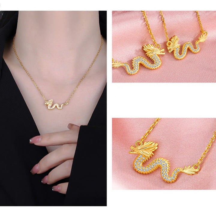 Buddha Stones 925 Sterling Silver Year Of The Dragon Auspicious Golden Dragon Luck Chain Necklace Pendant - image 13