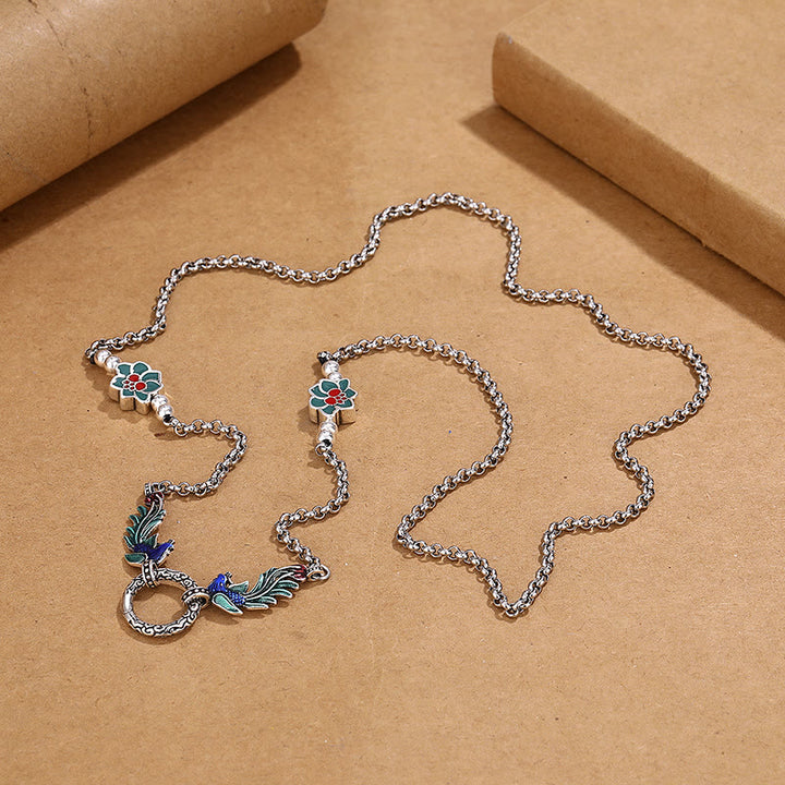 Buddha Stones Phoenix Lotus Flower Luck Protection Necklace Pendant - image 3