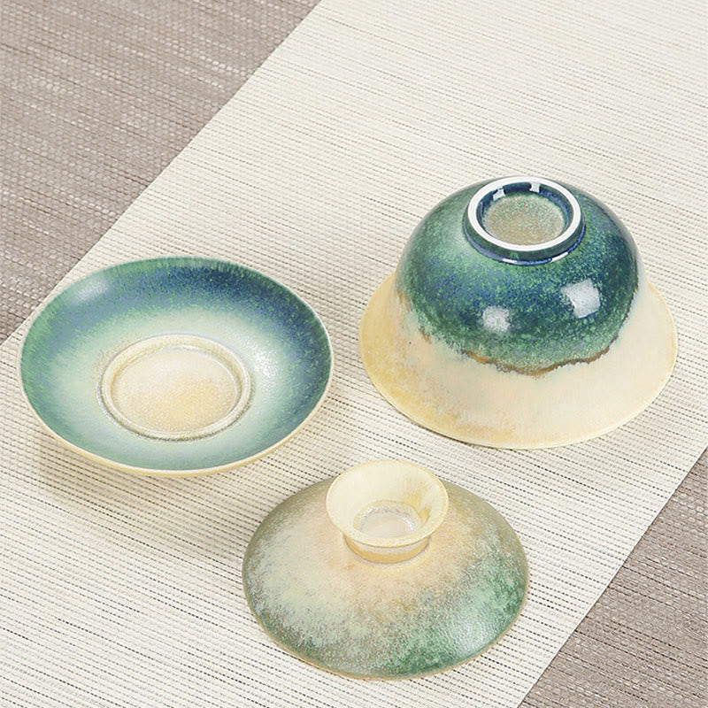 Buddha Stones Green Ocean Waves Design Porcelain Ceramic Gaiwan Sancai Teacup Kung Fu Tea Cup And Saucer With Lid - image 4