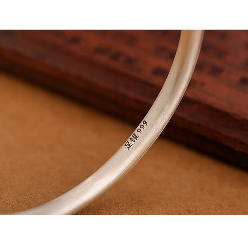 Buddha Stones Vintage 999 Sterling Silver Auspicious Clouds Design Luck Bracelet Bangle - image 6