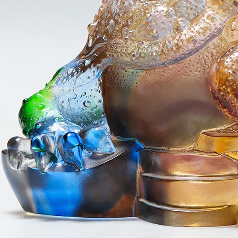 Feng Shui Frog Handmade Liuli Crystal Art Piece Wealth Home Office Decoration - image 17
