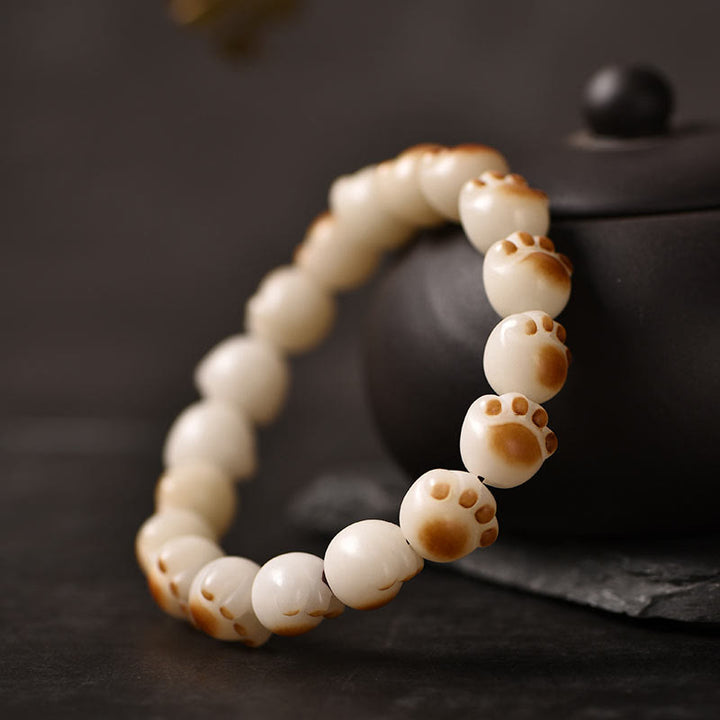 Buddha Stones Cute Cat Paw Claw Bodhi Seed Peace Bracelet - 12mm - image 6
