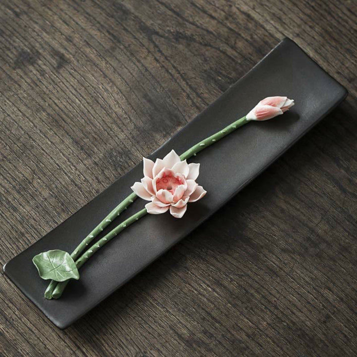 Lotus Peony Rose Flower Ceramic Spiritual Incense Burner - Pink Lotus - image 6