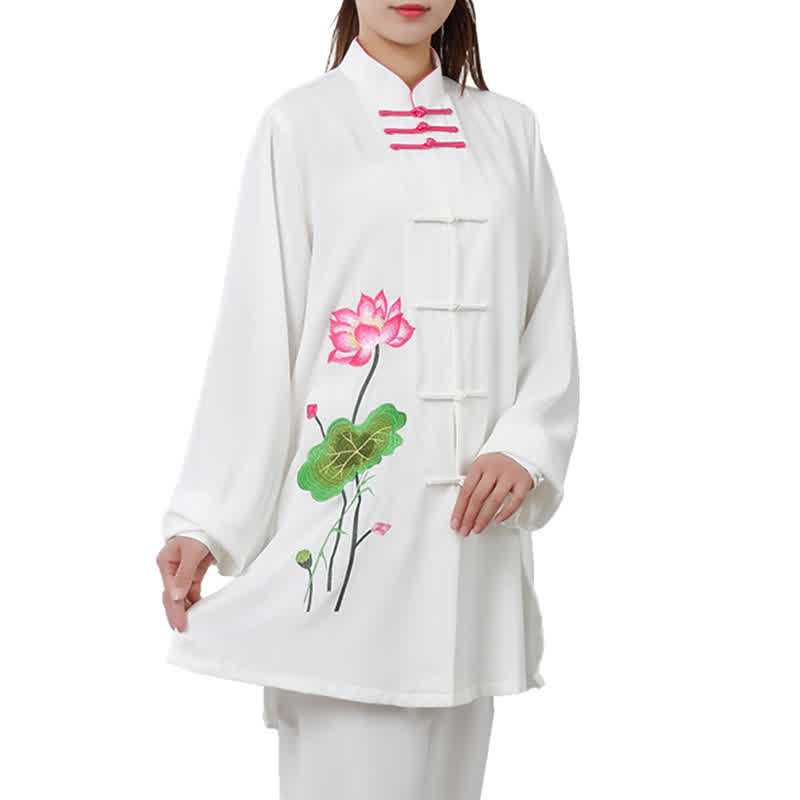 Lotus Flower Leaf Pattern Tai Chi Meditation Prayer Spiritual Zen Practice Clothing Women's Set - image 19