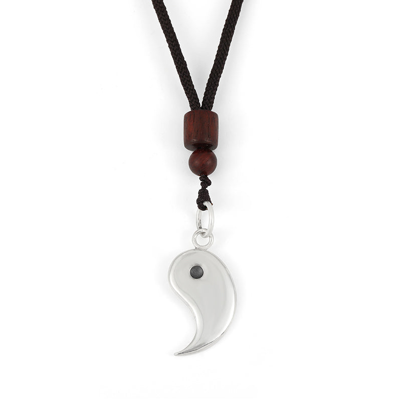 990 Sterling Silver Yin Yang Balance Harmony Necklace Pendant - Yang - image 9