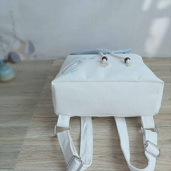 Buddha Stones Handmade Embroidered Large Capacity Canvas Backpack - image 47