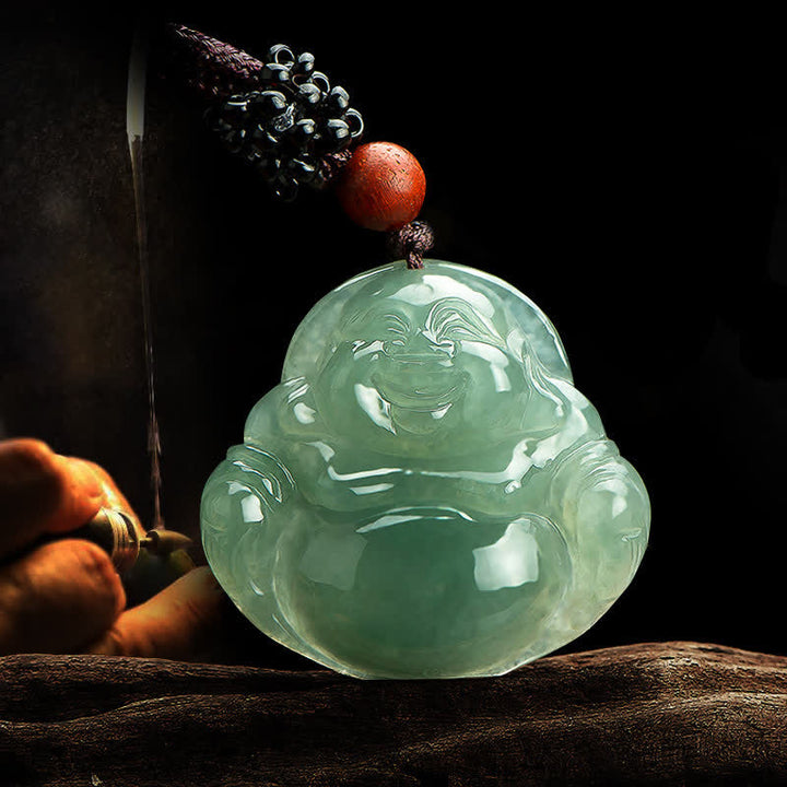 Laughing Buddha Jade Abundance String Necklace Pendant - image 3