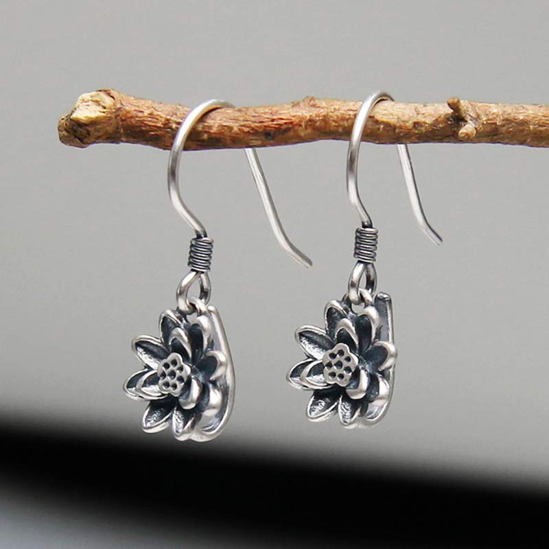 925 Sterling Silver Lotus Flower Enlightenment Earrings - image 2