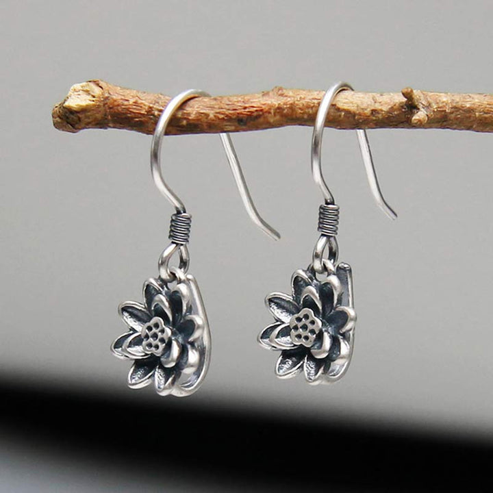 925 Sterling Silver Lotus Flower Enlightenment Earrings - image 2