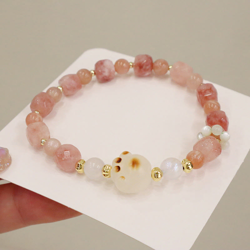 Buddha Stones Green Agate Sun Stone Cat's Eye Bodhi Seed Cat Paw Support Bracelet - image 6