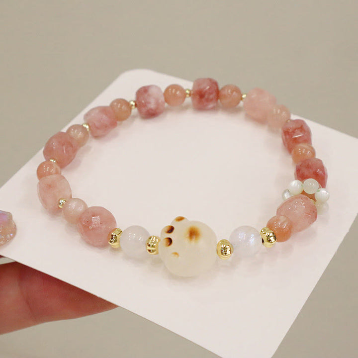 Buddha Stones Green Agate Sun Stone Cat's Eye Bodhi Seed Cat Paw Support Bracelet - image 6
