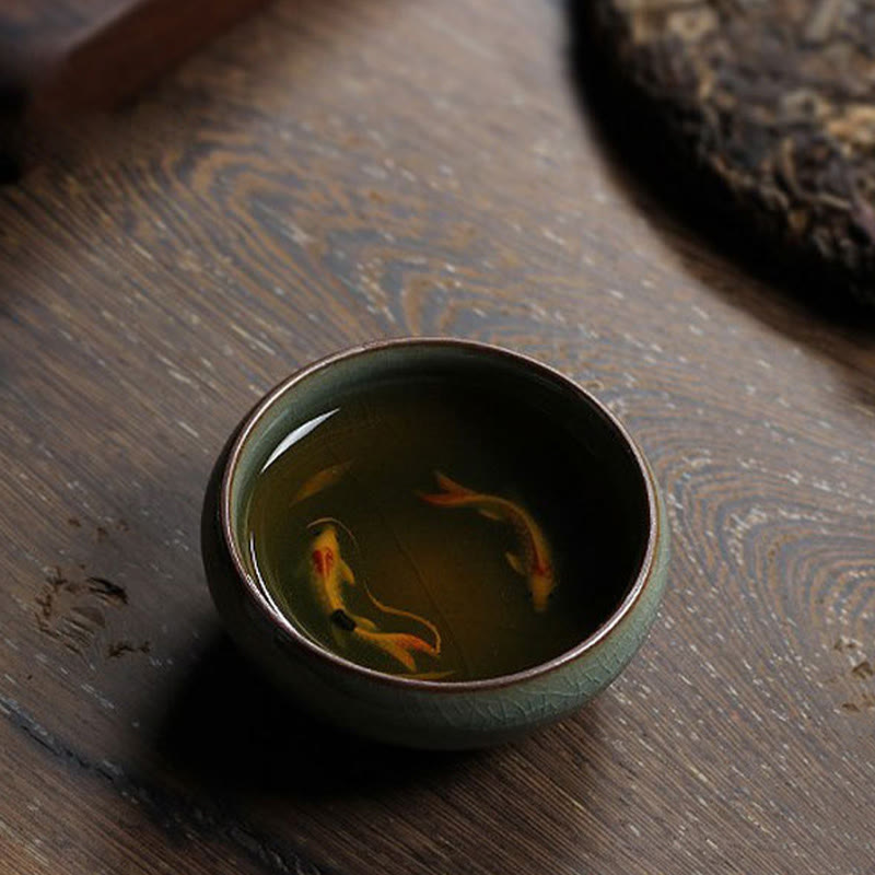 Buddha Stones Colorful Koi Fish Ceramic Teacup Kung Fu Tea Cup Bowl - image 4