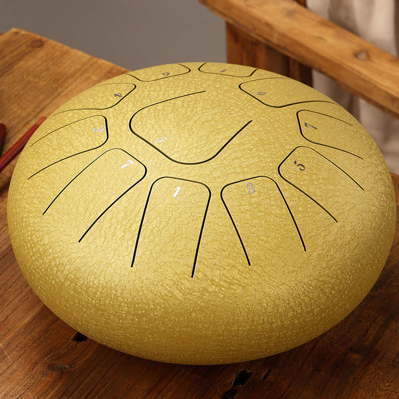 Buddha Stones Steel Tongue Drum Sound Healing Mindfulness Meditation Yoga Drum Kit 11 Note 8 Inch - Gold - image 0