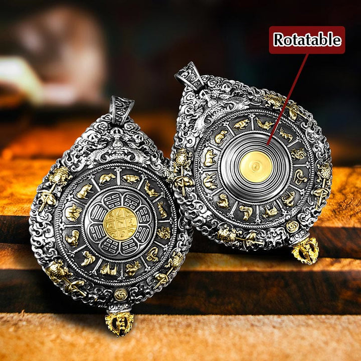 Buddha Stones Chinese Zodiac Natal Buddha Thangka Nine Palaces Eight Diagrams Wealth Rotatable Necklace Pendant - image 2