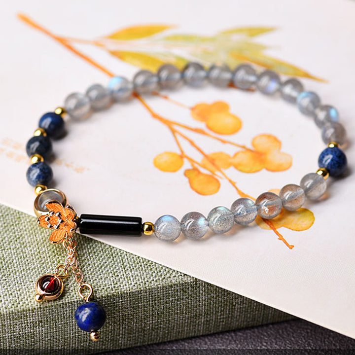 Buddha Stones Moonstone Lazurite Lapis Lazuli Calm Healing Positive Bracelet - image 4