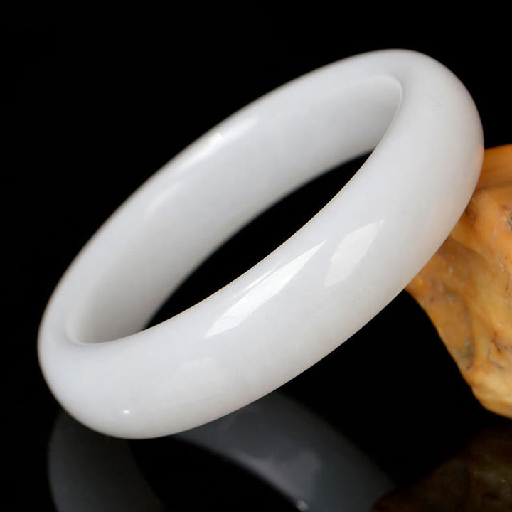 Natural Golden Silk Jade Wealth Luck Bracelet Bangle - White - 62mm - image 9