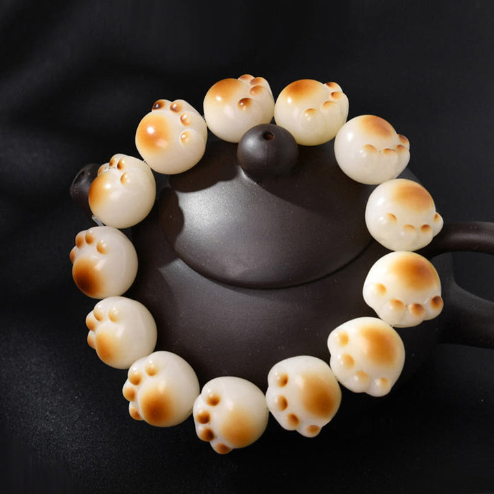 Buddha Stones Cute Cat Paw Claw Bodhi Seed Peace Bracelet - image 7