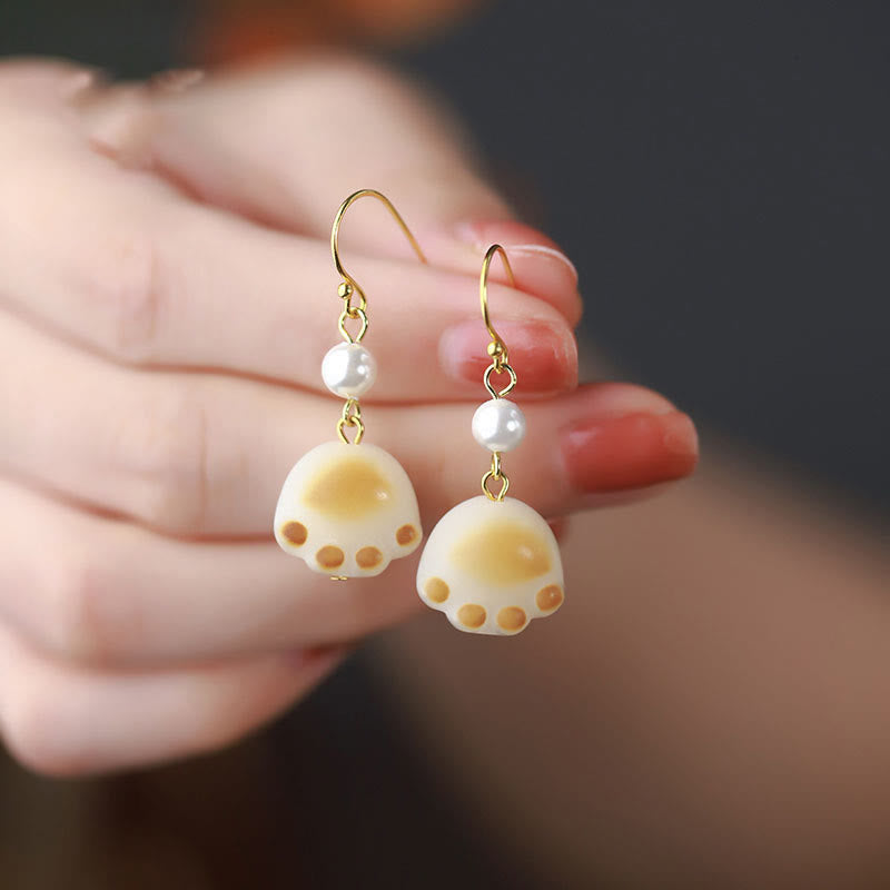 Bodhi Seed Lovely Cat Paw Claw Peace Dangle Drop Earrings - Bodhi Seed (Wisdom♥Keep away evil spirits) - image 1