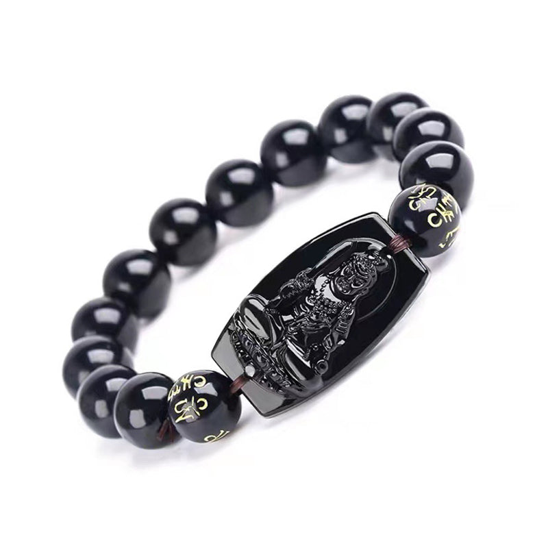 Buddha Stones Chinese Zodiac Obsidian Protection Bracelet - Rooster-10mm - image 6
