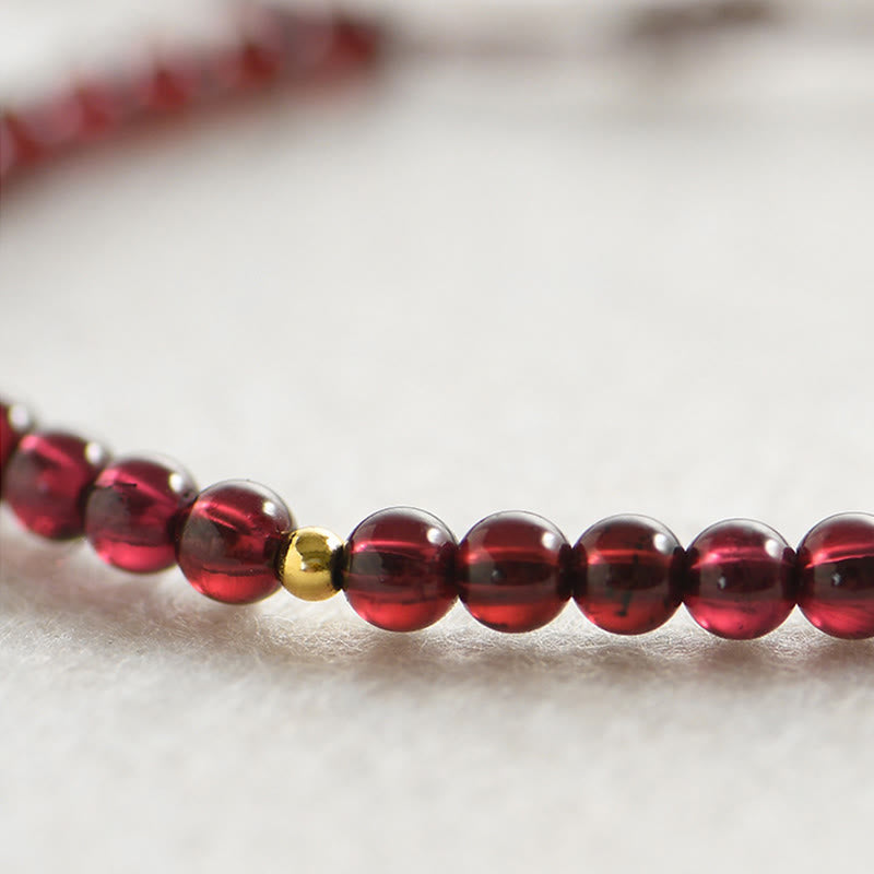Buddha Stones Natural Garnet Golden Beads Stability Bracelet - image 2