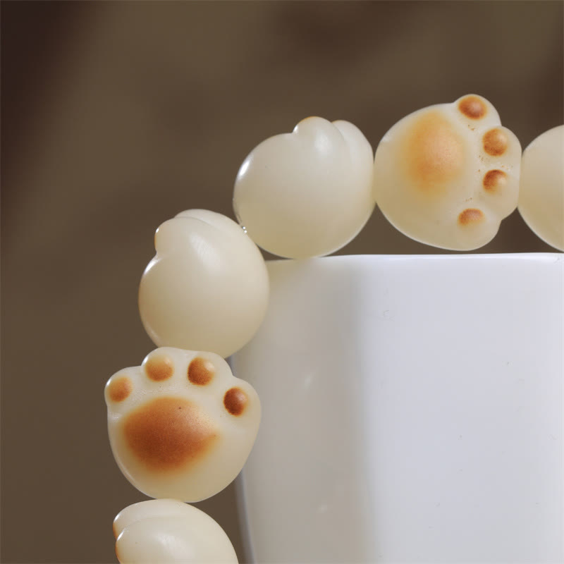 Buddha Stones Cute Cat Paw Claw Bodhi Seed Peace Bracelet - image 5