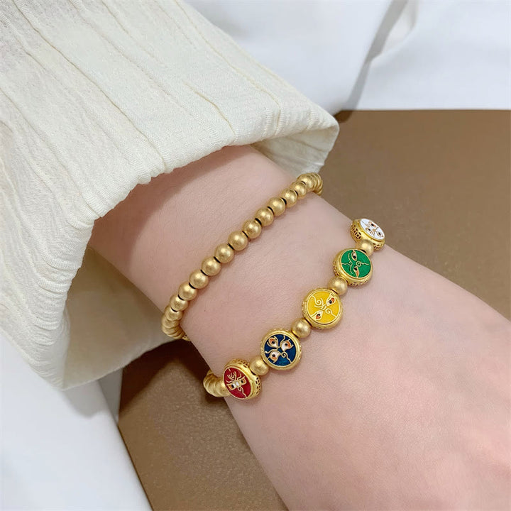 Buddha Stones Tibetan Five God Of Wealth Copper Beads Luck Bracelet