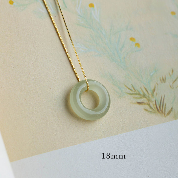 Buddha Stones Natural Round Jade Peace Buckle Luck Abundance Necklace Pendant - Jade - 18mm - image 5