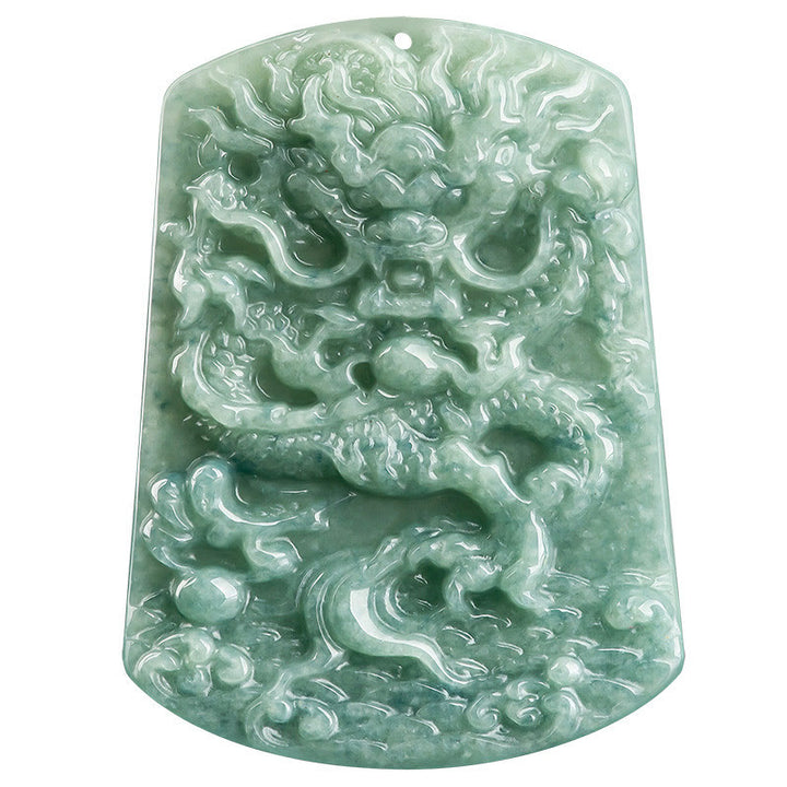 Buddha Stones Natural Jade Chinese Zodiac Dragon Sea Luck String Necklace Pendant - image 10