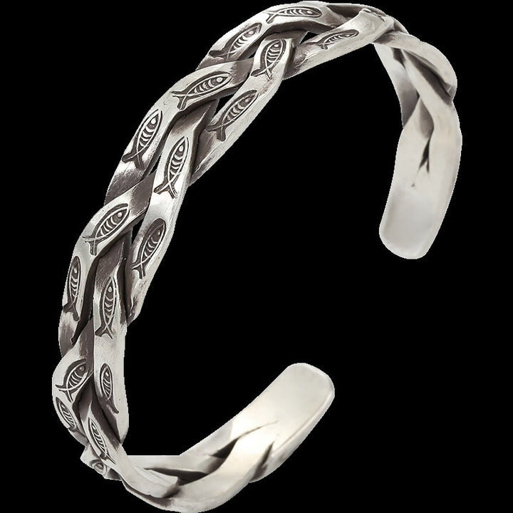 Buddha Stones Koi Fish Twisted Design Luck Wealth Cuff Bracelet Bangle - image 9
