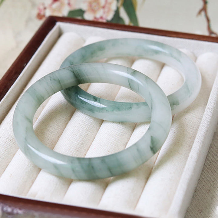 Buddha Stones Natural Jade Luck Prosperity Bangle Bracelet - image 9