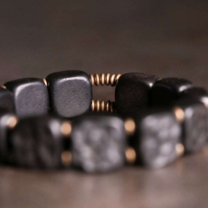 Buddha Stones Retro Ebony Wood Texture Style Copper Peace Balance Bracelet - image 5