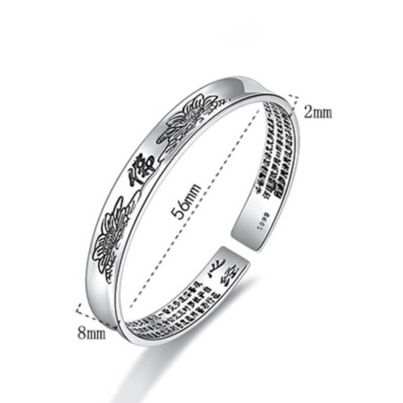 Heart Sutra Mantra Lotus Peace Copper Cuff Bracelet Bangle - image 9