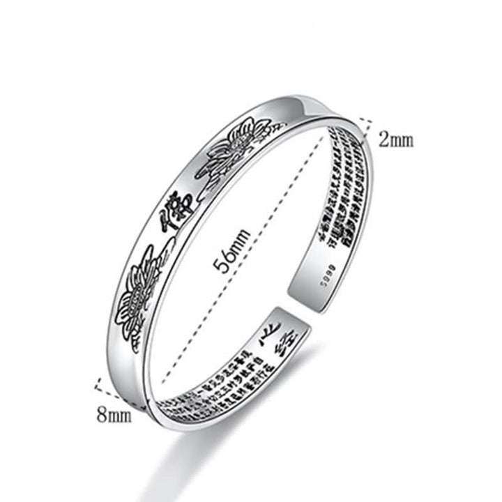 Heart Sutra Mantra Lotus Peace Copper Cuff Bracelet Bangle - image 9