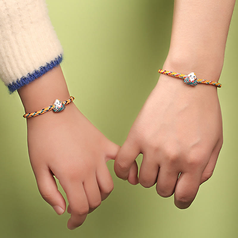 Buddha Stones 925 Sterling Silver Dragon Boat Festival Zongzi Pattern Luck Handmade Multicolored Rope Child Adult Bracelet - image 9