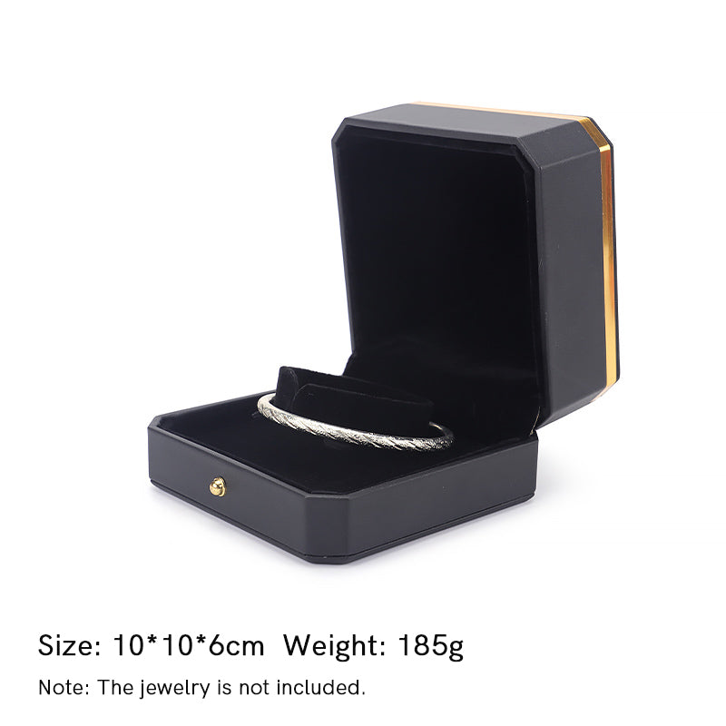 Jewelry Storage Box PU Leather Gift Box - Black - Bracelet Box (10*10*6cm) - image 16