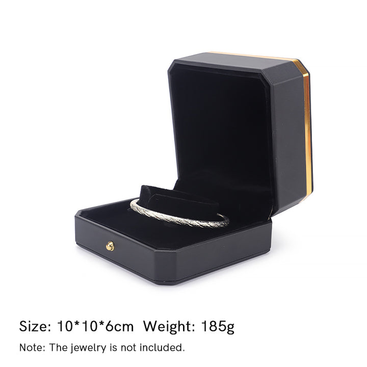 Jewelry Storage Box PU Leather Gift Box - Black - Bracelet Box (10*10*6cm) - image 16