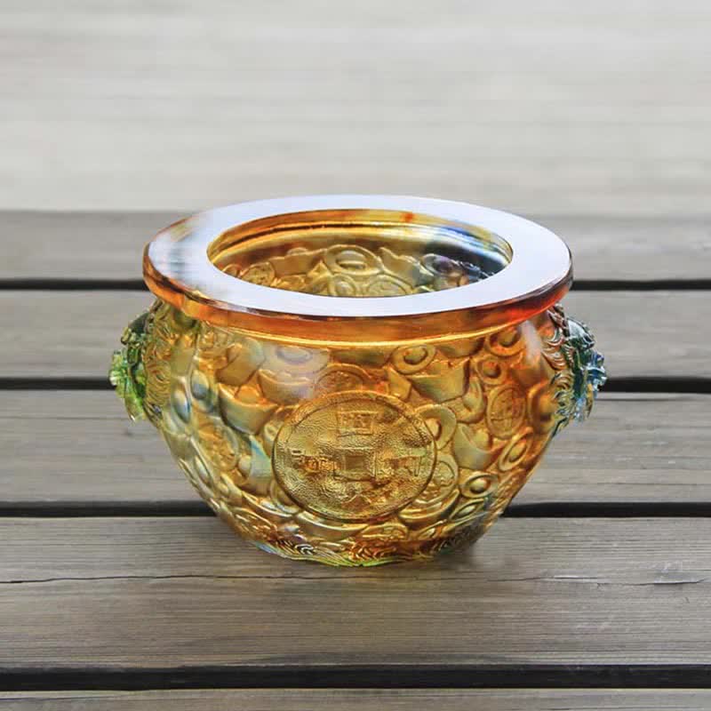 Handmade Liuli Crystal Treasure Bowl Art Piece Home Decoration - image 5