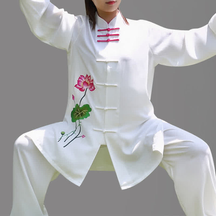 Lotus Flower Leaf Pattern Tai Chi Meditation Prayer Spiritual Zen Practice Clothing Women's Set - image 5