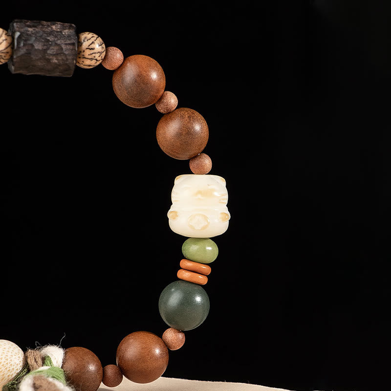 Buddha Stones Lightning Strike Wood Bodhi Seed Cat Paw Claw Auspiciousness Protection Tassel Bracelet - image 4