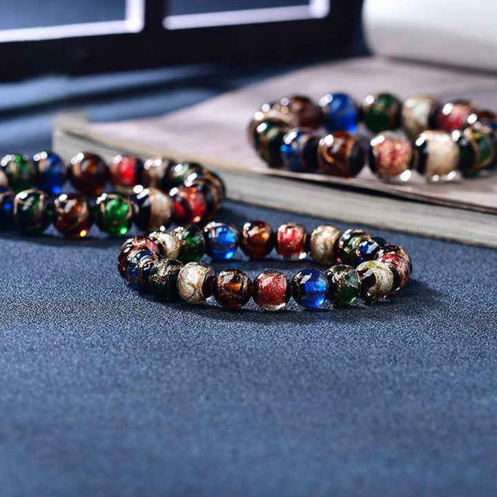 Buddha Stones Colorful Liuli Glass Bead Luck Bracelet