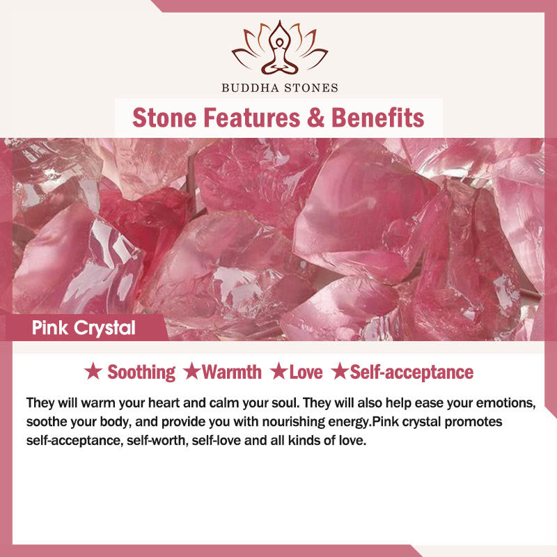 Buddha Stones Natural Pink Crystal Beads Peace Buckle Self-acceptance Bracelet
