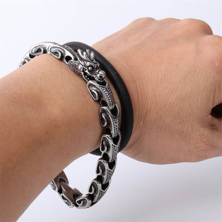 Dragon Titanium Steel Luck Bracelet Bangle - image 4