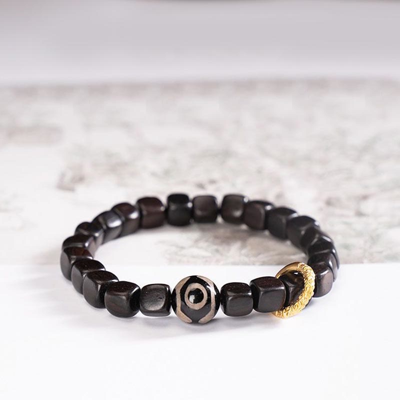 Buddha Stones Tibetan Ebony Wood Dzi Bead Balance Calm Bracelet